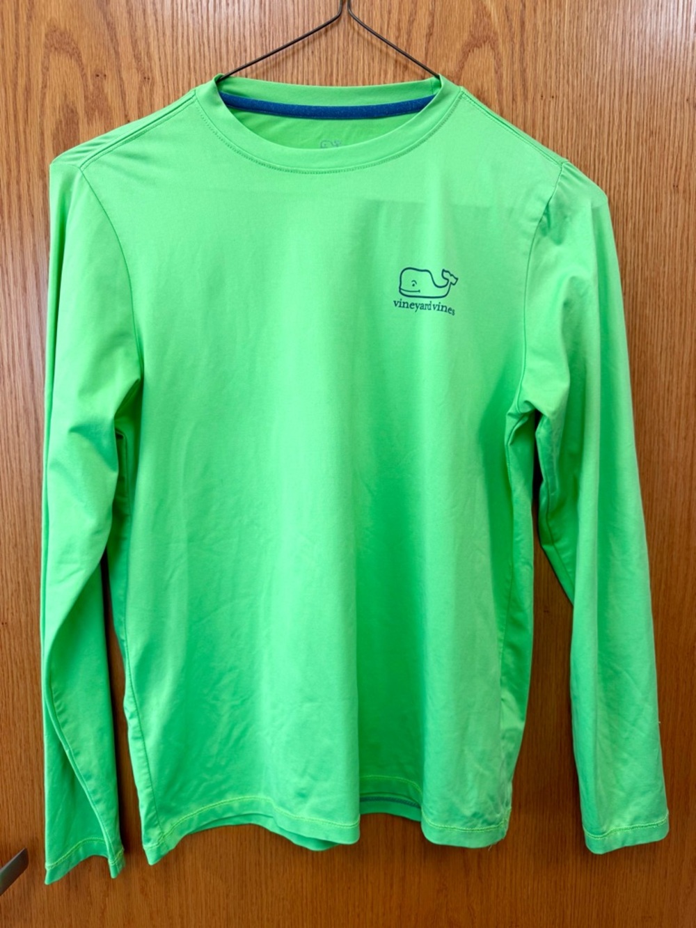 Vineyard Vines Boys Long Sleeve Performance Tee/swim shirt - Neon Green, medium